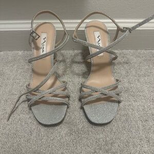 Nina Sparkle Silver Strappy Heels